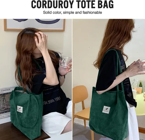 Miniatura 2 de Ndeno Bolsas de mano para mujer, bolsa de hombro de pana con bolsillo interior para trabajo, playa, almuerzo, viajes, compras, bolsos