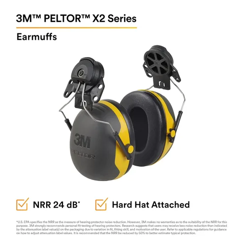 Miniatura 2 de 3M PELTOR - Orejeras de protección auditiva, Serie X X2P3E, estilo gorra con casco duro adjunto, protección contra el ruido NRR 24 dB, paquete
