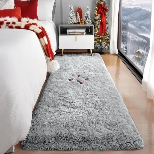 Miniatura 21 de PAGISOFE Alfombras esponjosas de dormitorio de 4 x 6 pies, color negro, alfombra moderna para sala de estar, alfombra lanuda para interiores