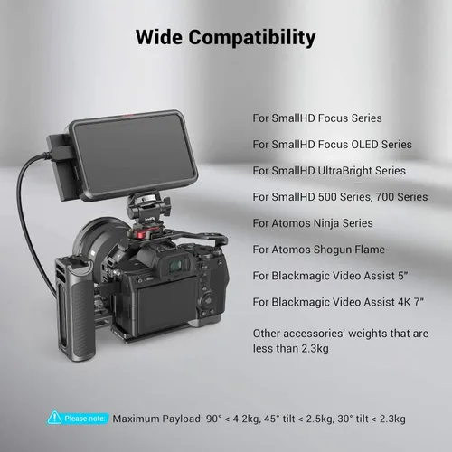 Miniatura 2 de SMALLRIG Soporte para monitor de campo con abrazadera NATO, soporte para monitor de cámara para monitor de 5 y 7 pulgadas, giratorio e inclinable