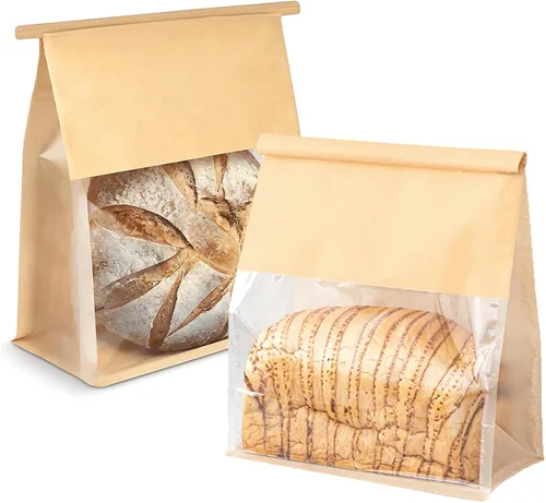 50 bolsas de pan de 8.6 pulgadas con cierre de alambre, bolsas grandes para pan hechas de papel de algodón marrón, bolsa de almacenamiento y empaque