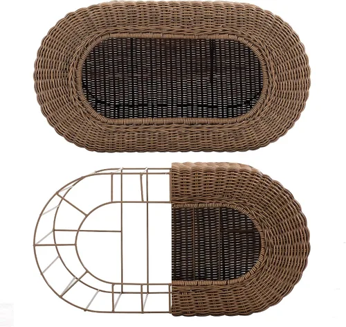 Miniatura 5 de Divertida casa apilable de mimbre para gatos, casa interactiva de ratán para gatos de interior, para gatos de interior, entrada de casa