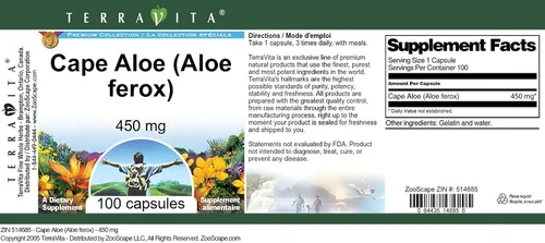 Miniatura 4 de Aloe del Cabo (Aloe ferox) - 450 mg (100 Cápsulas, ZIN: 514685)