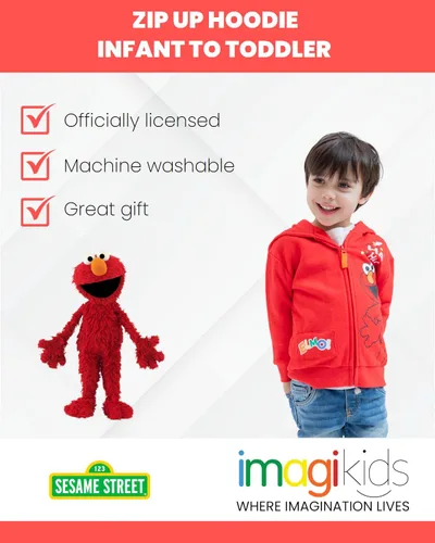 Miniatura 3 de Sesame Street Elmo - Sudadera con capucha de forro polar con cremallera para bebés y niños