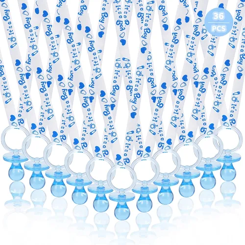 Miniatura 9 de 72 bonitos collares de chupete para niños y niñas, juego de collar acrílico para chupete para regalos de baby shower, fiesta de revelación de Azul