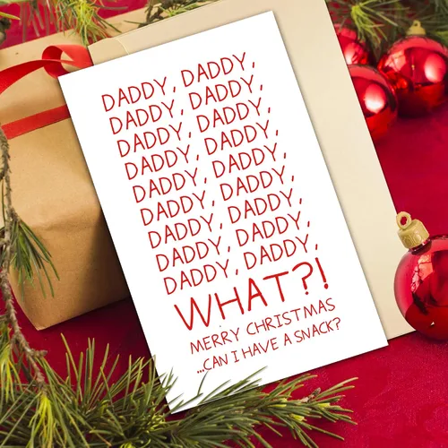 Miniatura 4 de Divertida tarjeta de Navidad con texto en inglés «Can I Have Snack?» Navidad traviesa para papá de hijo e hija, bonita tarjeta de Navidad con mensaje