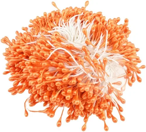 Miniatura 20 de HAHIYO 1000 piezas de 0.039 in negro perla doble cabeza flor Pistilo para hacer flores, decoración de álbumes de recortes, mini hecho a mano