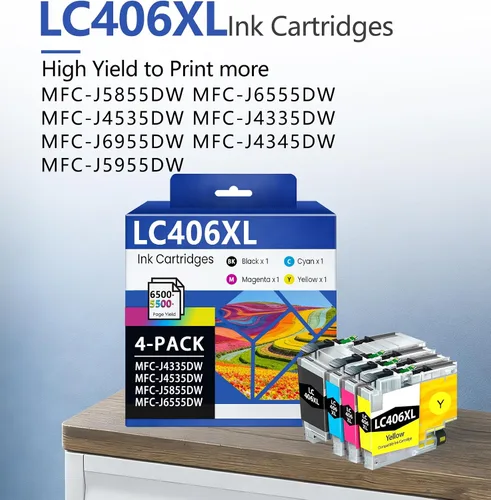 Miniatura 2 de LC406XL LC406 - Cartuchos de tinta de alto rendimiento (4 unidades, BK/C/M/Y) compatibles con impresora Brother LC406XL LC406 XL LC406 MFC-J4335DW