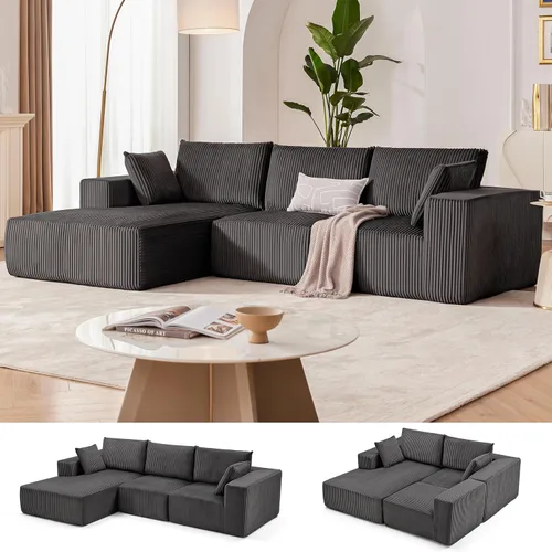 Miniatura 25 de Sofá modular de 108 pulgadas, sofá modular de nube con asiento profundo, moderno sofá modular en forma de L con diván, sofás tapizados sin hueso