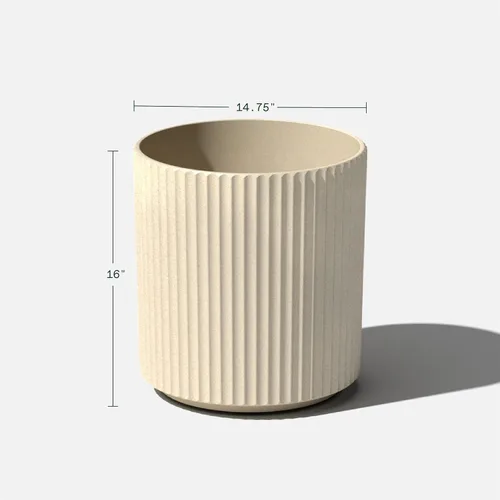 Miniatura 3 de Veradek Demi Series Maceta redonda para porche, patio, jardín trasero Material duradero de plástico-hormigón Decoración moderna para plantas