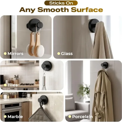 Miniatura 6 de Ganchos de ventosa mejorados para ducha, ganchos de toalla extraíbles resistentes para pared de puerta de vidrio de baño, ganchos de ducha de acero