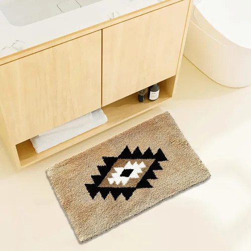 Miniatura 2 de Tapetes de baño bohemios antideslizantes geométricos, alfombras de baño esponjosas, suaves y absorbentes para baño, ducha, lavabo, hogar, entrada, L