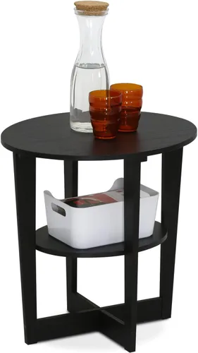 Miniatura 15 de Furinno DISEÑO SIMPLE - Mesa auxiliar de 2 niveles, mesita de noche, mesita con estantes abiertos, mesita de cama, para sala de estar, dormitorio