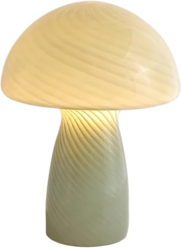 Miniatura 2 de Urban Lifestyle lámpara de mesa de hongo de vidrio rayado verde de 12" moderna y retro, lámpara de mesa para decoración de dormitorio, sala de estar