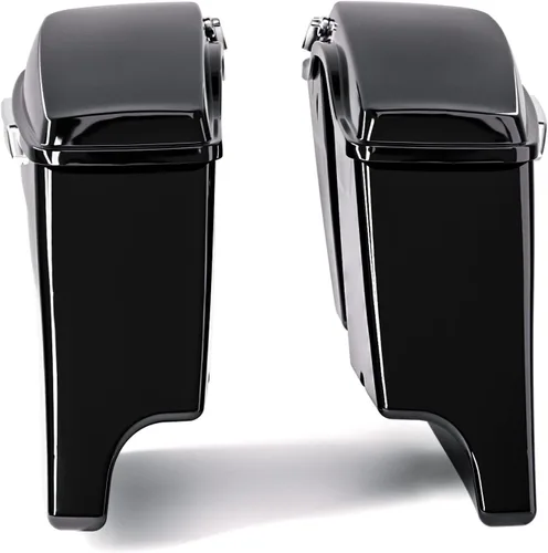 Miniatura 6 de TCT-MOTORPARTS - Alforjas rígidas extensas de 5 pulgadas con pestillos cromados, color negro vívido Negro vivo con cierres cromados