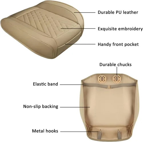 Miniatura 5 de GIANT PANDA 1 funda de asiento delantero de automóvil, protector de asiento de automóvil de piel sintética para el 95% de los vehículos, se adapta