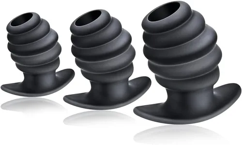 Juego de 3 tapones de silicona para los glúteos, conjunto de entrenamiento de túnel anal de colmena, juguete sexual, hilo hueco, entrenador anal,
