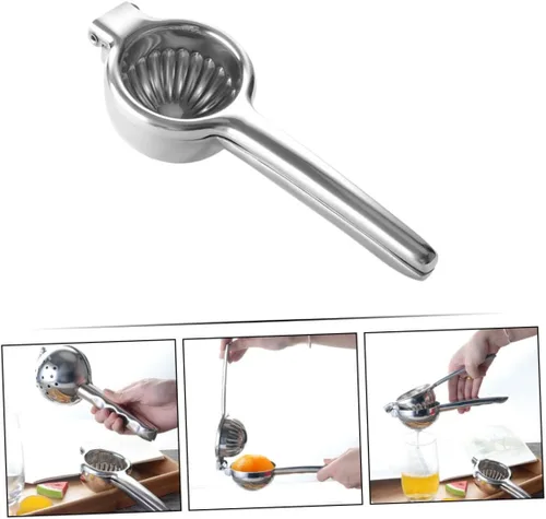 Miniatura 6 de Exprimidor manual de limón de acero inoxidable, exprimidor de frutas de mano para uso en cocina, material grueso resistente, fácil de apretar