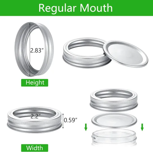 Miniatura 2 de Tapas para conservas Ball Kerr con anillos - Tapas y anillos divididos, material de grado alimenticio, 100% ajuste y hermético para frascos de boca