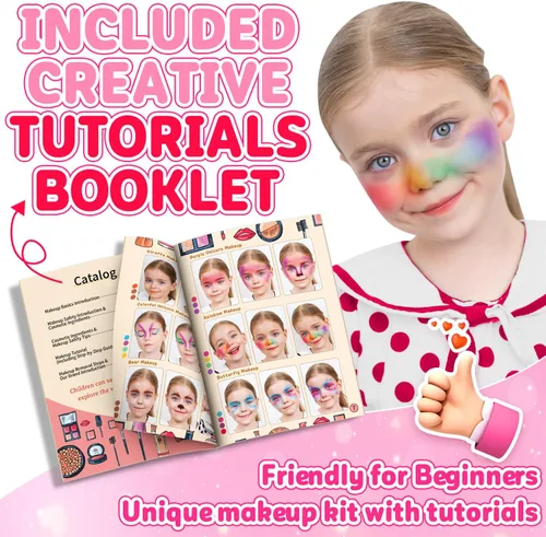 Miniatura 5 de Juego de 66 piezas de maquillaje para niñas – Juego de juguetes de maquillaje lavables para disfrazarse – Juego de tocador de maquillaje de belleza