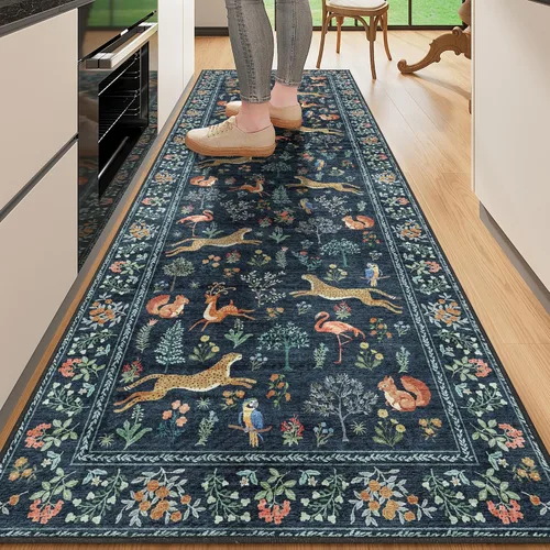Miniatura 110 de DUKINO Alfombra de área de 6 x 9 pies, alfombra floral para sala de estar, ligera, antideslizante, lavable, alfombra de interior de pelo bajo