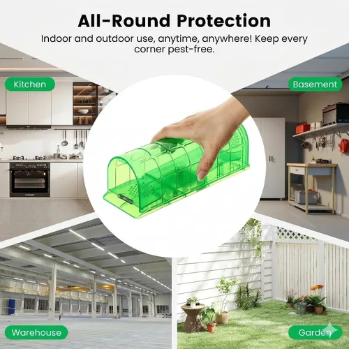 Miniatura 7 de Trampa humana para ratones para interiores para el hogar, captura y liberación en vivo con cámara ventilada, paquete de 2 trampas reutilizables