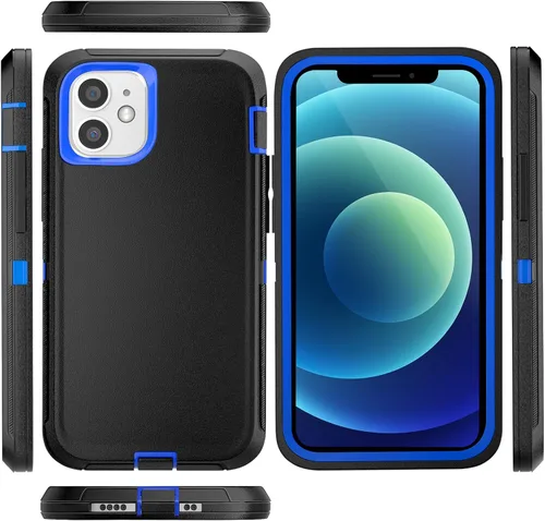 Miniatura 2 de Funda para iPhone 12 Mini con funda de clip para cinturón y 2 protectores de pantalla, funda de protección completa resistente de grado militar a