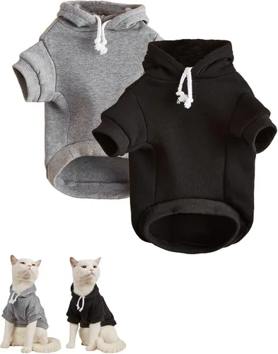 Miniatura 12 de QWINEE Sudadera Básica con Capucha para Perro Suéter para Cachorro Disfraces Cálidos para Gato Ropa para Mascotas para Chihuahua Cachorro Gatito
