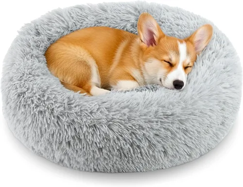 Miniatura 8 de Calming Donut Dog and Cat Bed for Indoor Cats, Anti-Anxiety Round Fluffy Soft Washable Small Pet Bed for Puppy and Kitten, Warming Comfortable