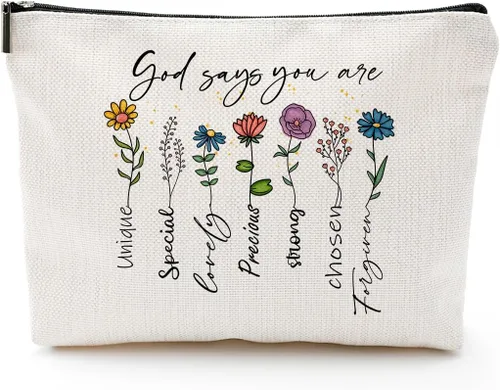 Miniatura 12 de God Says You Are...- Regalo cristiano para mujer, inspirador versículo bíblico, bolsas de cosméticos con cremallera, bolsa de viaje religiosa