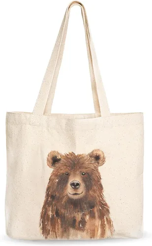 Miniatura 12 de Bolsa de lona, diseño animal, refuerzo resistente, 100% algodón natural, para compras, comestibles, computadora portátil., XL, Bolso grande de lona
