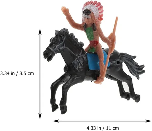 Miniatura 8 de NUOBESTY Figuras de modelo indio, equitación de plástico indios, figuras de nativos americanos, 8 piezas
