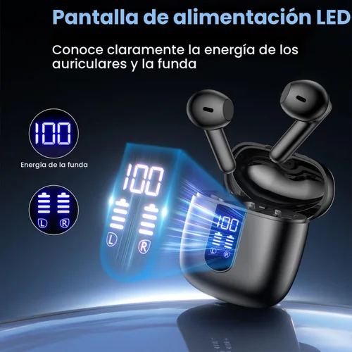 Miniatura 6 de Auriculares inalámbricos, auriculares Bluetooth con estéreo de graves profundos, reproducción de 48 horas con pantalla de alimentación LED, ligeros