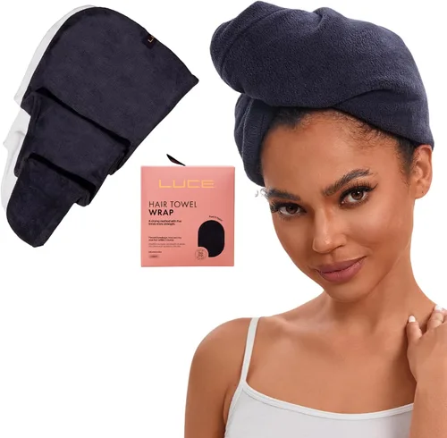 LUCE Toalla para el cabello para mujer, toalla de microfibra de alta calidad de 400 GSM, antiencrespamiento, altamente absorbente, ajustable, gruesa
