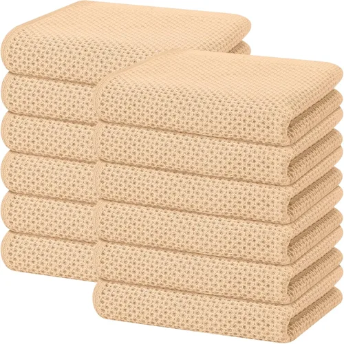 Miniatura 243 de Homaxy Paños de cocina de 100% algodón con tejido de gofre, ultra suaves, absorbentes, de secado rápido, 12 x 12 pulgadas, paquete de 6, amarillo