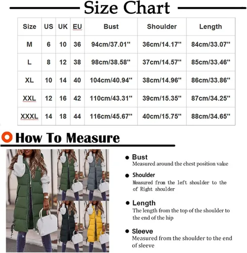 Miniatura 5 de COKUERA Chalecos largos y cálidos de invierno para mujer, color sólido, acolchado, ligeros, sin mangas, con capucha