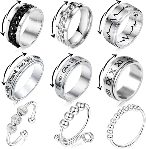 Anillos para ansiedad para mujeres, hombres y niños, anillo de ansiedad para hija, meditación, anillo giratorio para aliviar el estrés y la ansiedad
