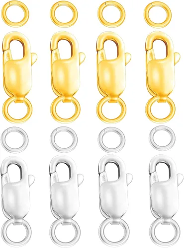 Miniatura 11 de Dailyacc Cierres de pinza de langosta para hacer joyas, oro y plata con anillos de salto, cierres seguros para collares, pulseras, manualidades