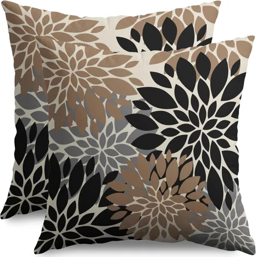 Miniatura 17 de Fundas de Almohada Azul Aguamarina 16X16 Pulgadas Juego de 2, Flores de Dalia Primavera Verano Floral Crema Fundas de Almohada Decorativas