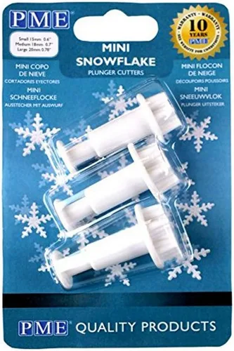 PME Mini juego de 3 cortadores de émbolo de copo de nieve, estándar, color blanco