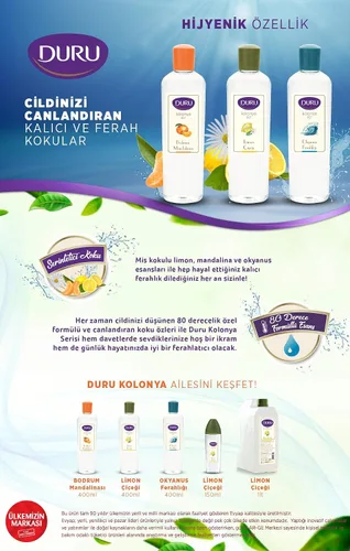 Miniatura 3 de Duru Colonia Mandarina 13.5 fl oz, Turca