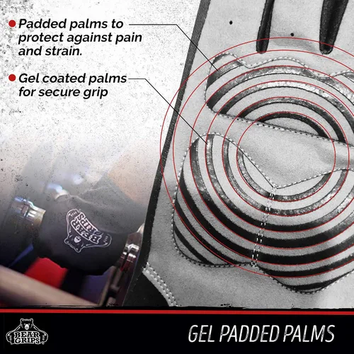 Miniatura 4 de Bear Grips Guantes de levantamiento de pesas para hombres y mujeres Guantes de levantamiento de medio dedo Guantes de entrenamiento de dedo
