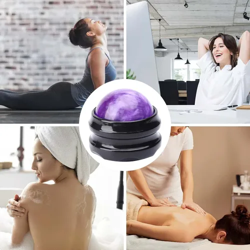Miniatura 7 de WOVTE Bola de masaje, bolas de lacrosse, herramienta de auto masaje para dolores musculares, hombros, cuello, espalda, pies, cuerpo, tejido Púrpura