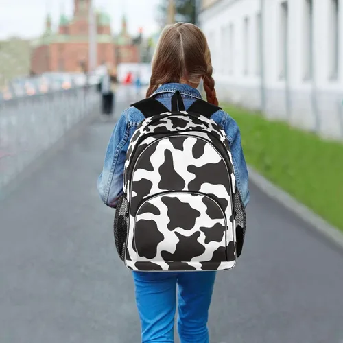 Miniatura 8 de OREZI - Mochila de moda para mujeres y niñas, mochila escolar con estampado de vaca en blanco y negro, mochila para libros, bolsa de viaje, mochila
