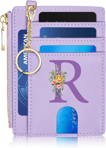 Miniatura 43 de Tarjetero para mujer minimalista y delgado con bolsillo frontal, bloqueo RFID, cartera compacta con ventana para identificación y bolsillo