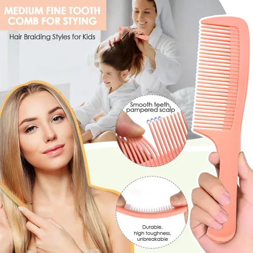 Miniatura 3 de Peines de pelo para mujeres y hombres, peine de dientes anchos grandes, dientes finos, peine de cola de rata, juego de peines para desenredar