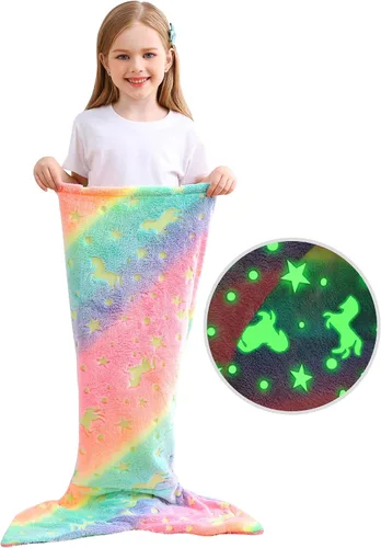 Miniatura 10 de Softan Manta de tiburón para niños, franela suave, juguetes para niños, manta de forro polar con cola de tiburón, azul oscuro, cálida y suave