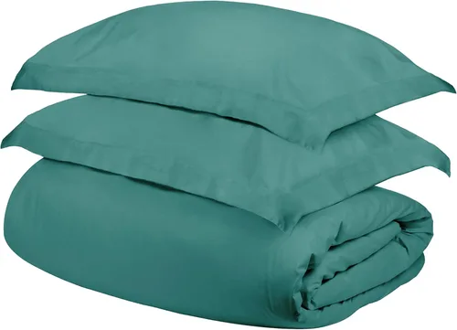 Miniatura 2 de SUPERIOR Juego de funda de edredón de 400 hilos, algodón de fibra larga premium, King/Cal King, color verde azulado
