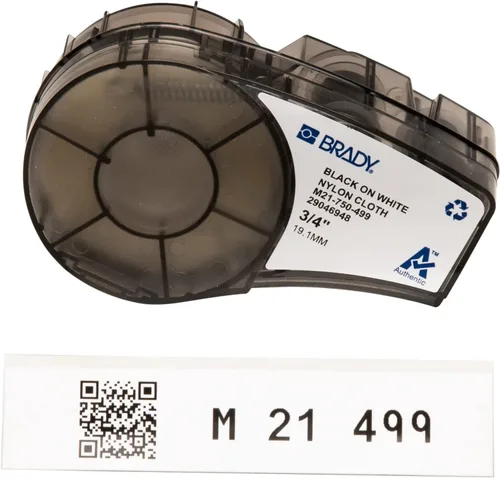 Cinta de nailon B-499 Brady M21-750-499 de 16 pulgadas de largo x 0.75 pulgadas de ancho para impresión en negro sobre blanco, para etiquetadoras