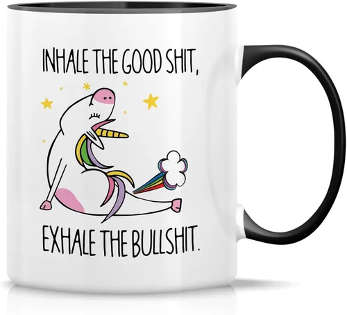 Miniatura 7 de Retreez Divertida taza de yoga con texto en inglés "I Do Yoga Because Punching People Is Frowned Upon Meditation", tazas de café de cerámica de 11
